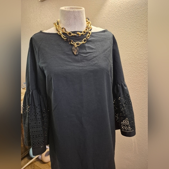 Ralph Lauren Black Sheath Dress with Bell Sleeves - Picture 3 of 8